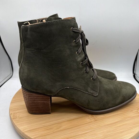 AETREX Stella Olive Green Suede Lace up Zip Ankle Boot EU 42 US 11 Arch Support - Picture 8 of 12